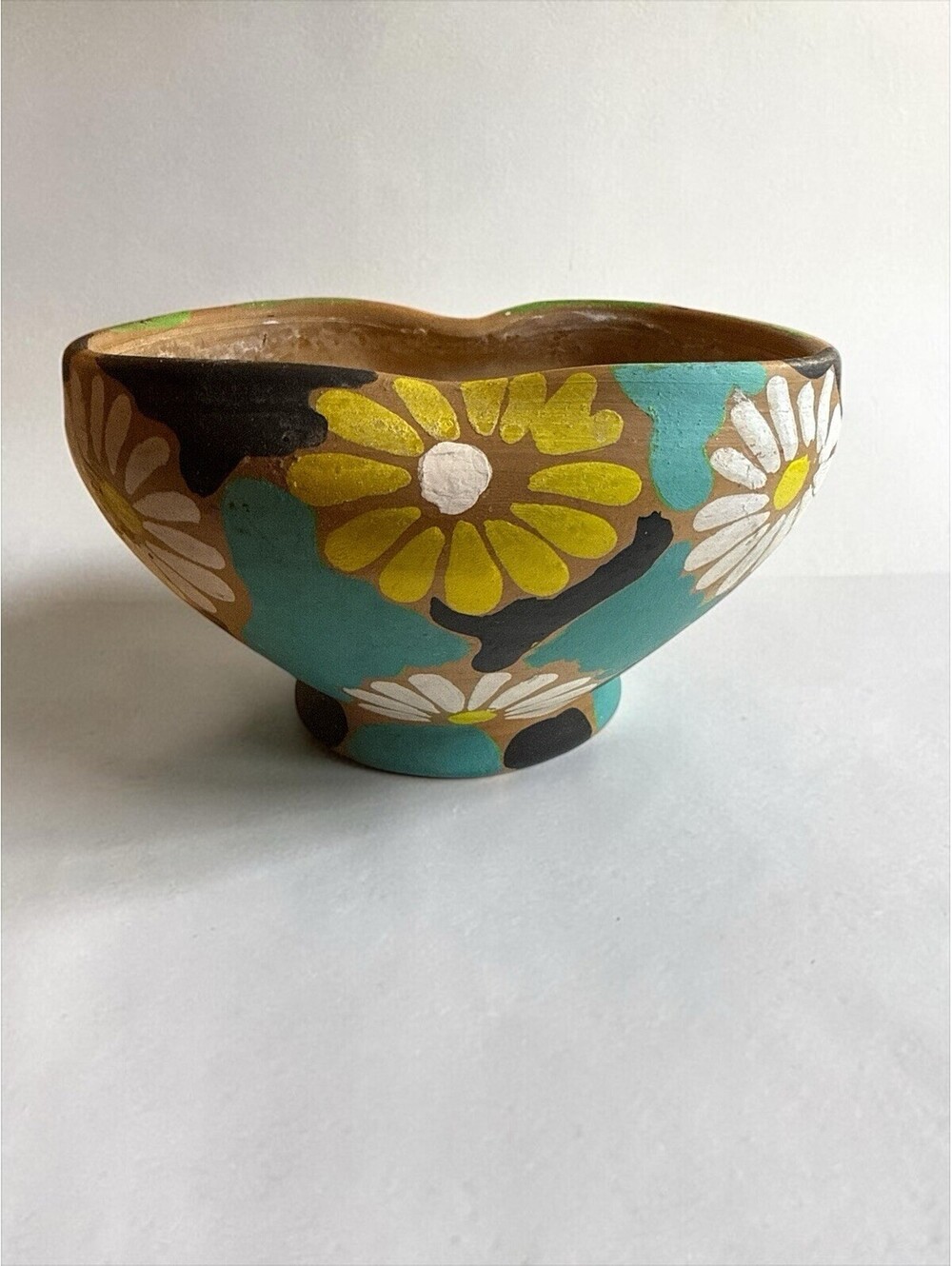 Melrose Made In Italy Hand Thrown Floral Art Pottery Clay Vase Planter 6" Diam